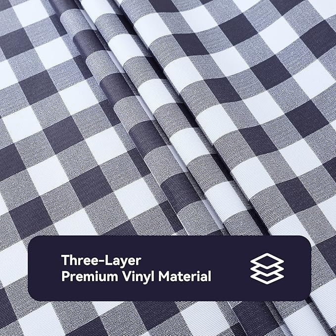 PVC Waterproof and Oil Resistant Plaid Tablecloth in Navy Blue
