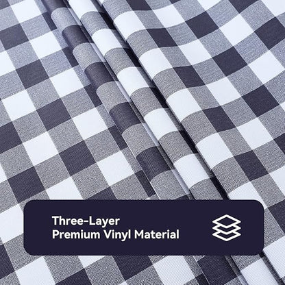 PVC Waterproof and Oil Resistant Plaid Tablecloth in Navy Blue