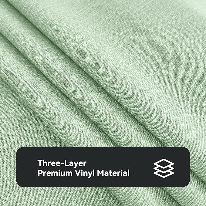 PVC Waterproof Burlap Textured Tablecloth in Light Sage Green