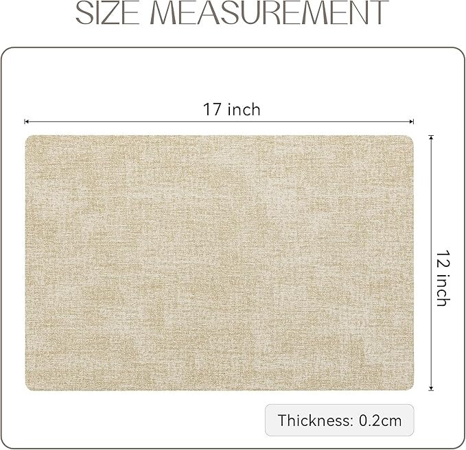 Polyurethane Linen-textured 100% Waterproof Oil-Proof Wipeable Heat Resistant Placemats Set in Beige