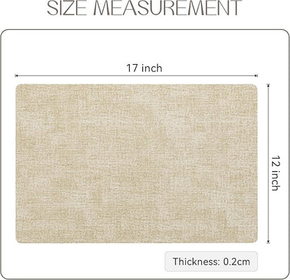 Polyurethane Linen-textured 100% Waterproof Oil-Proof Wipeable Heat Resistant Placemats Set in Beige