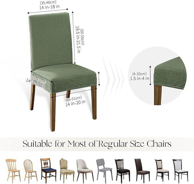 Polyester 100% Waterproof Leaf Pattern Chair Covers in Green