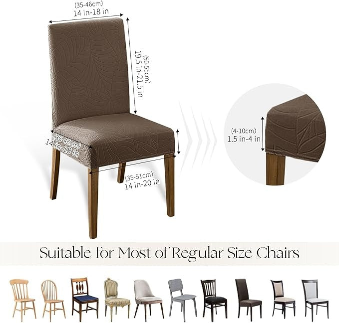 Polyester 100% Waterproof Leaf Pattern Chair Covers in Taupe