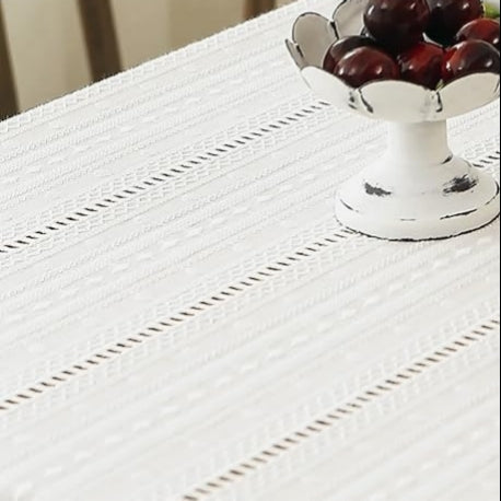 Vintage Cotton White Lace Tablecloth