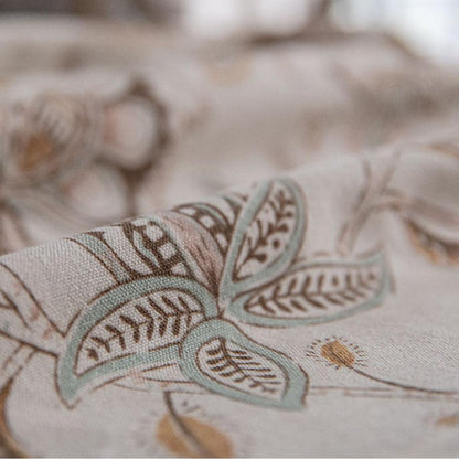 Cotton-Linen Blend Apricot Camellia Print Tablecloth