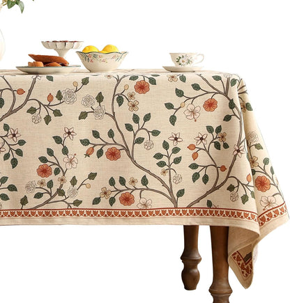 Chenille scrollwork floral print tablecloth