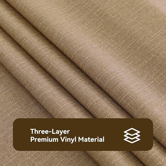 PVC Waterproof Burlap Textured Tablecloth in Caramel