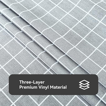 PVC Waterproof and Oil Resistant LargePlaid Tablecloth in Gray