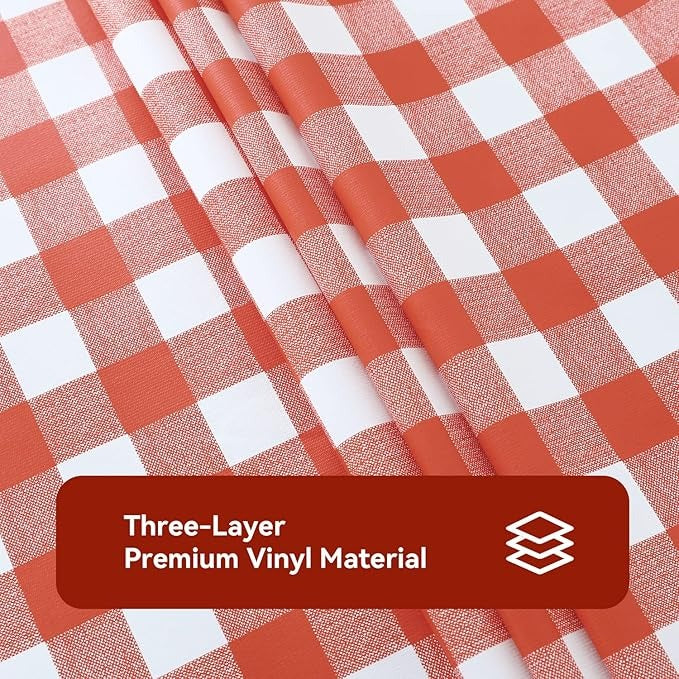 PVC Waterproof and Oil Resistant Plaid Tablecloth in Red