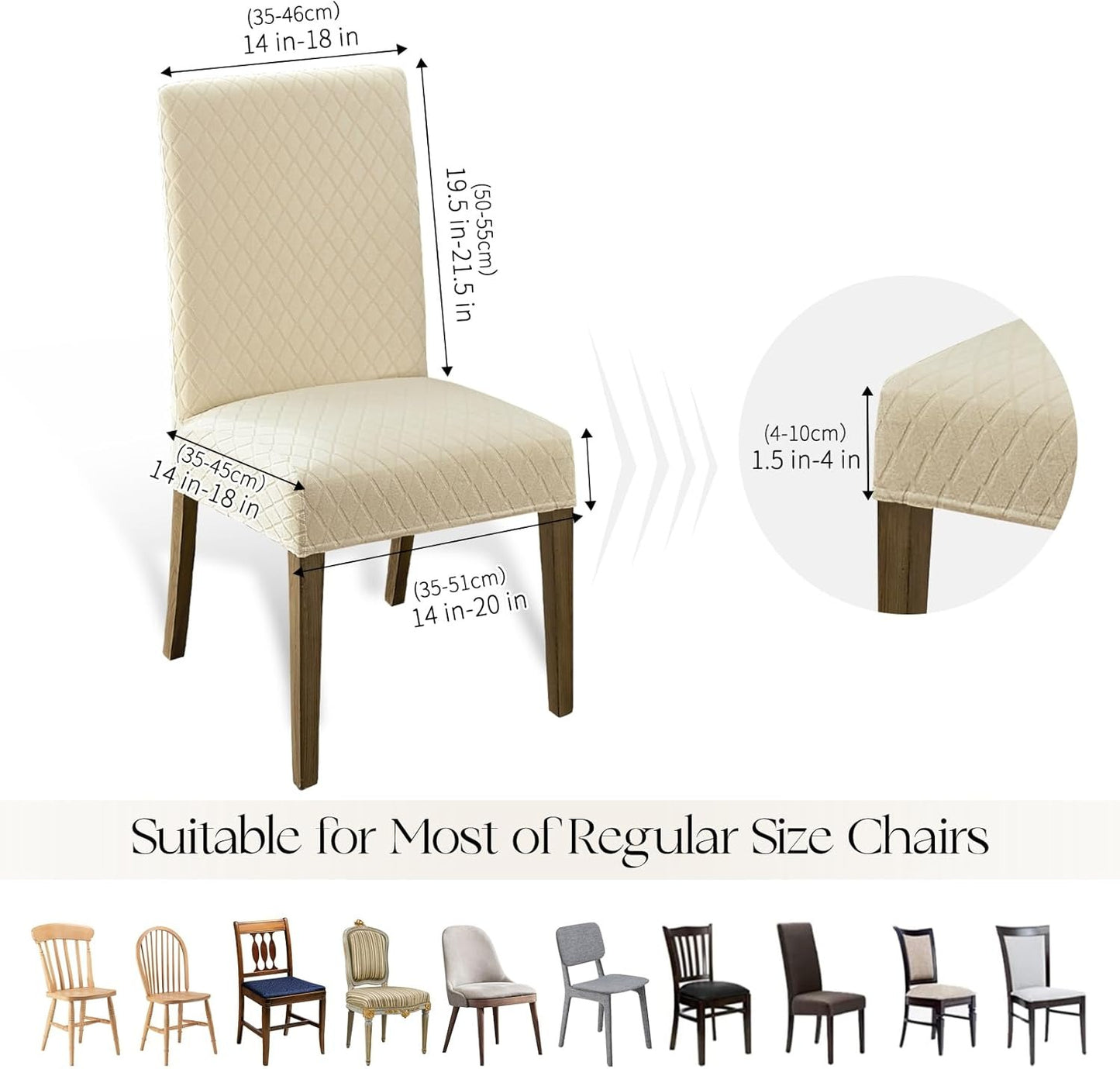 Polyester 100% Waterproof Diamond Pattern Chair Covers in Beige