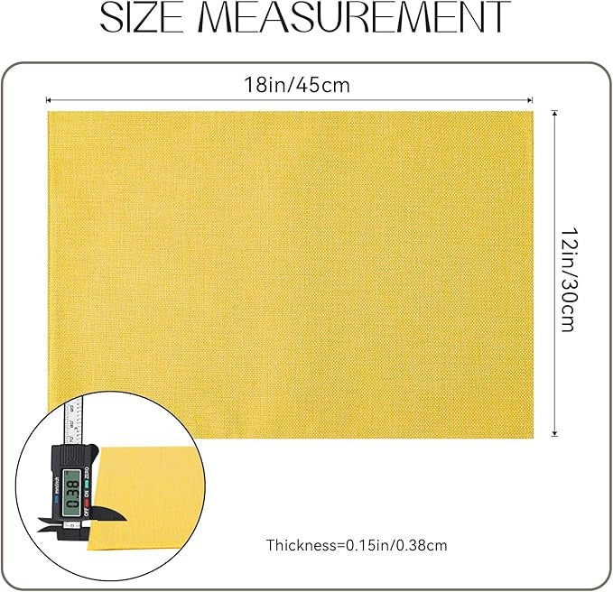 Polyester Burlap Waterproof Oil Resistant Wipeable Heat Resistant Placemats Set in Yellow