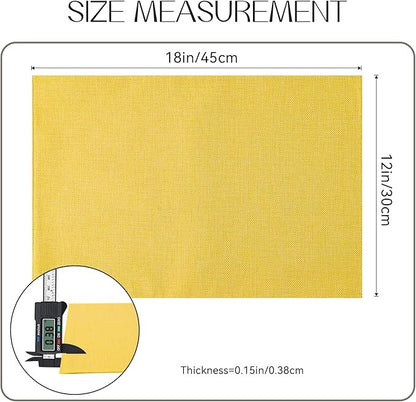 Polyester Burlap Waterproof Oil Resistant Wipeable Heat Resistant Placemats Set in Yellow