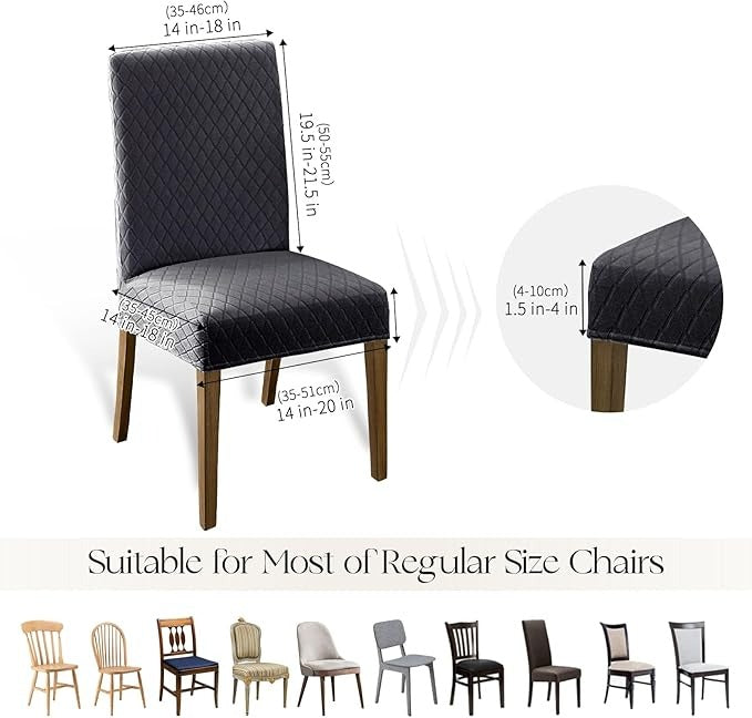 Polyester 100% Waterproof Diamond Pattern Chair Covers in Dark Grey