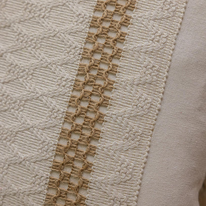 Bohemian neutral double slender-striped pillowcases with tassels