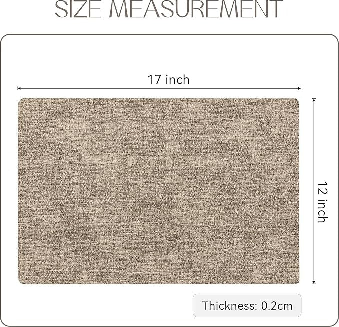 Polyurethane Linen-textured 100% Waterproof Oil-Proof Wipeable Heat Resistant Placemats Set in Khaki