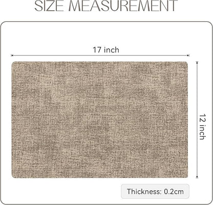 Polyurethane Linen-textured 100% Waterproof Oil-Proof Wipeable Heat Resistant Placemats Set in Khaki
