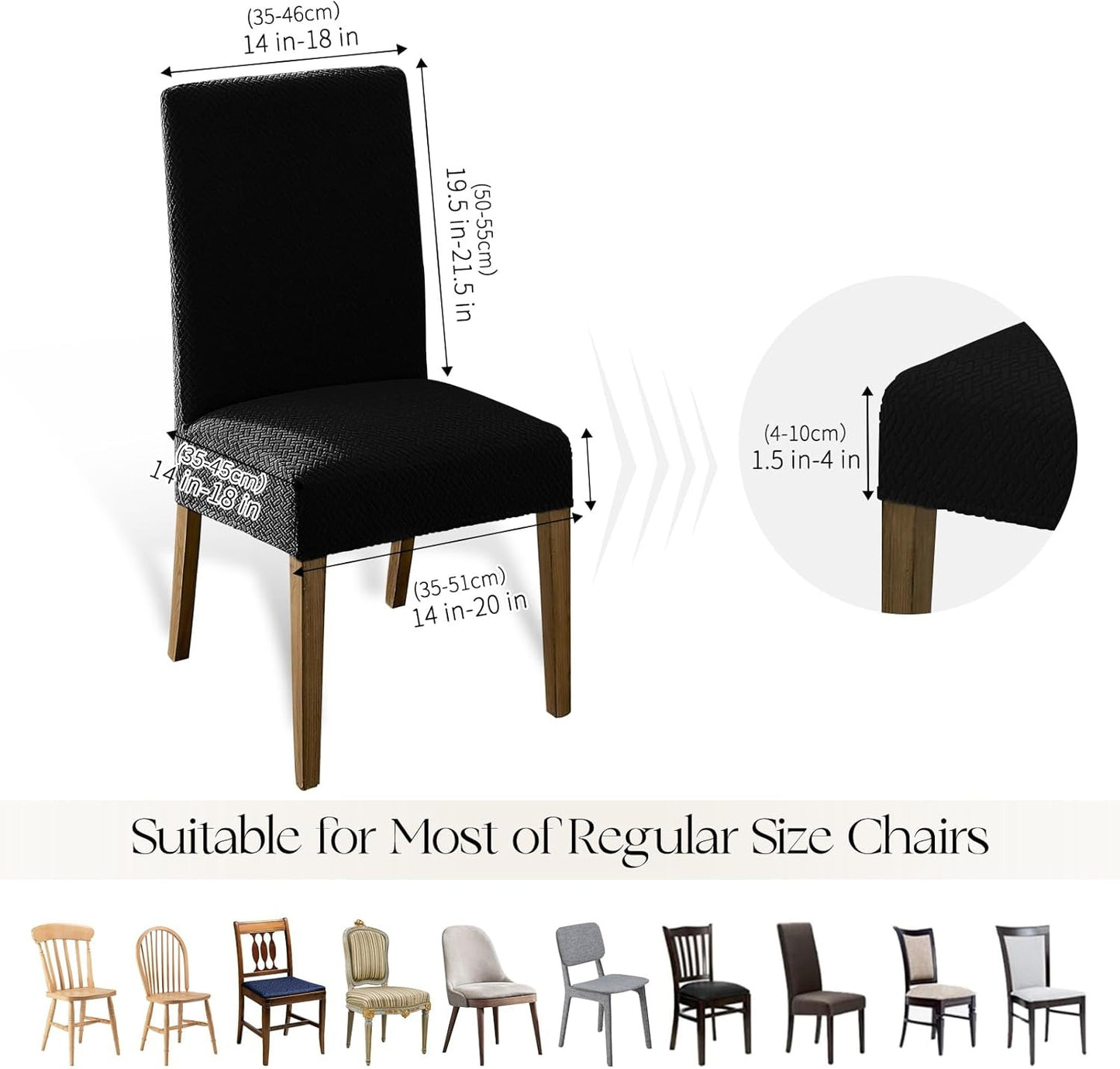 Polyester 100% Waterproof Oblong Pattern Chair Covers in Black