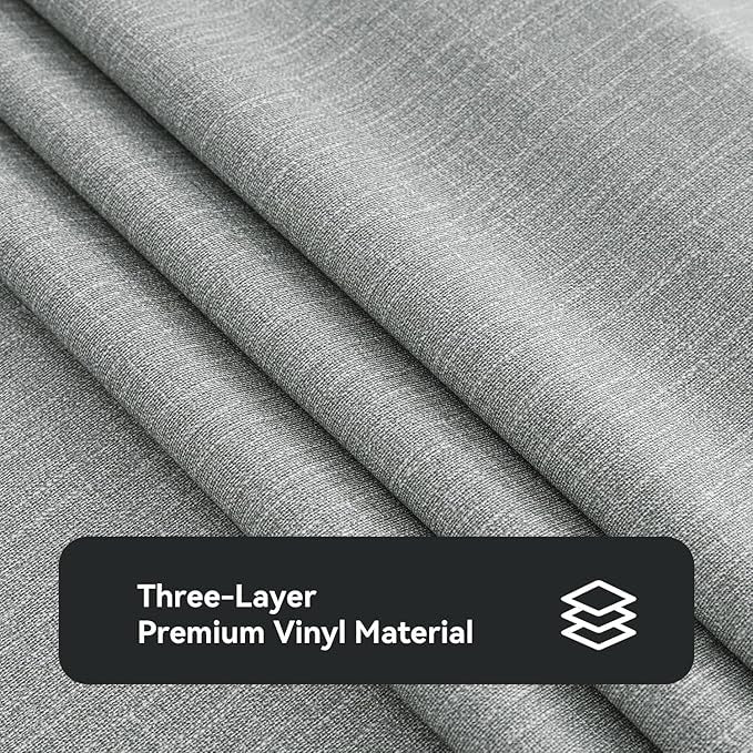PVC Waterproof Burlap Textured Tablecloth in Light Gray