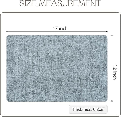 Polyurethane Linen-textured 100% Waterproof Oil-Proof Wipeable Heat Resistant Placemats Set in Sky Blue