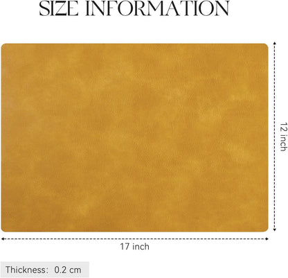 Polyurethane 100% Waterproof Oil-Proof Wipeable Heat Resistant Placemats Set in Yellow