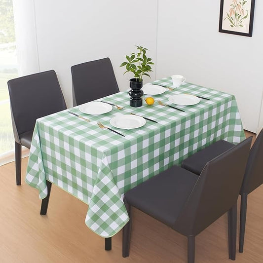 PVC Waterproof Plaid Wrap Plaid Tablecloth in White and Green