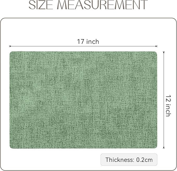 Polyurethane Linen-textured 100% Waterproof Oil-Proof Wipeable Heat Resistant Placemats Set in Dark Green
