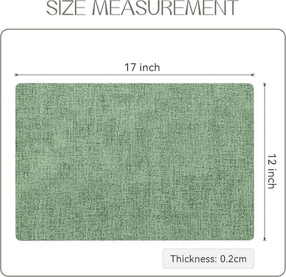Polyurethane Linen-textured 100% Waterproof Oil-Proof Wipeable Heat Resistant Placemats Set in Dark Green