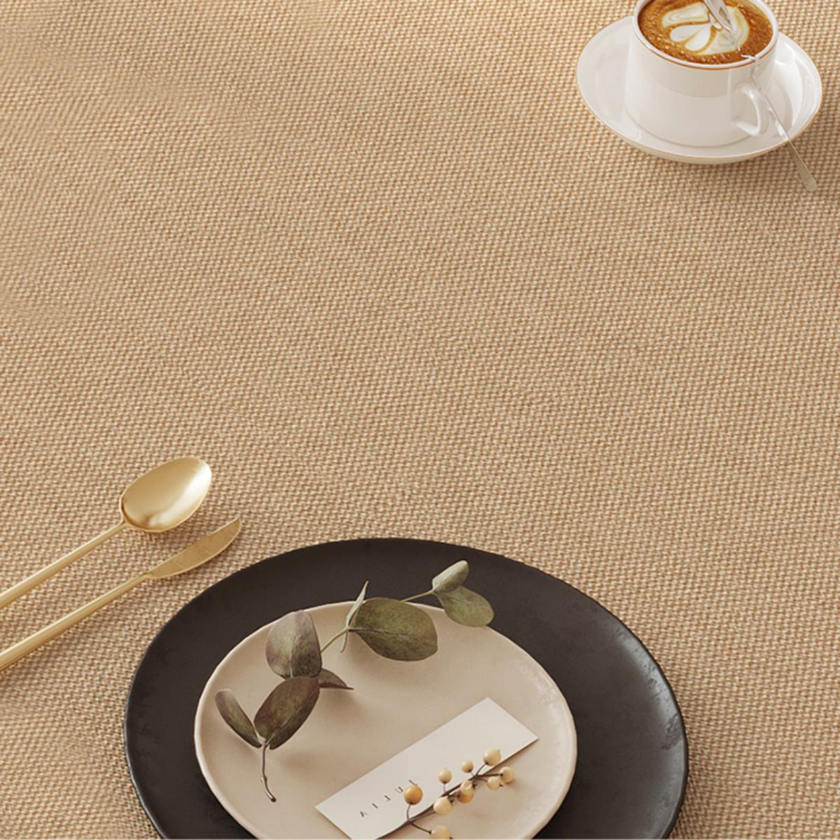 Polyester French Vintage Brown and White Contrast Tablecloth