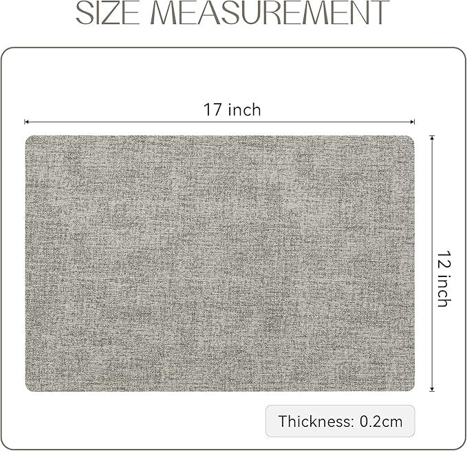 Polyurethane Linen-textured 100% Waterproof Oil-Proof Wipeable Heat Resistant Placemats Set in Light Grey