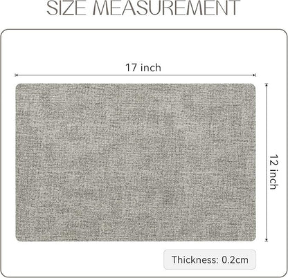 Polyurethane Linen-textured 100% Waterproof Oil-Proof Wipeable Heat Resistant Placemats Set in Light Grey
