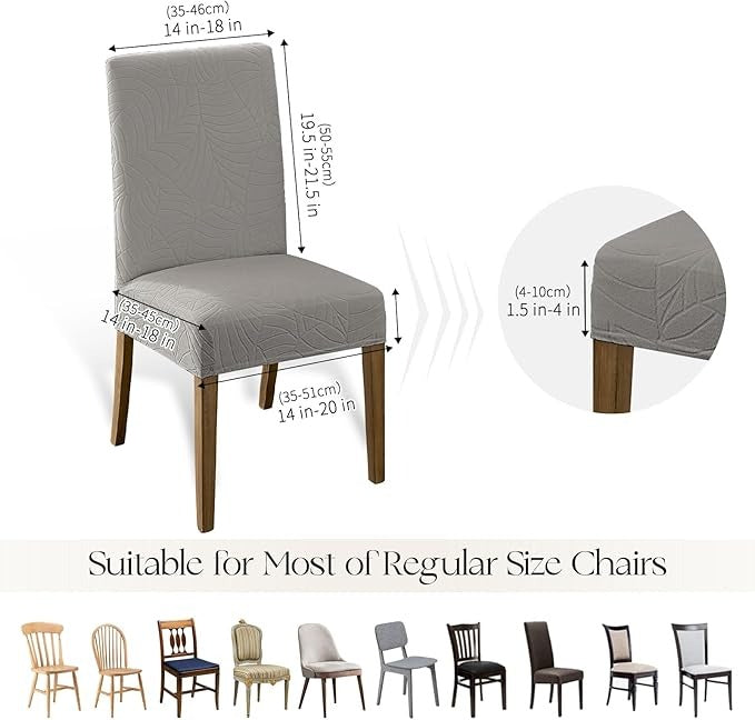 Polyester 100% Waterproof Leaf Pattern Chair Covers in Light Grey