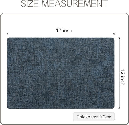Polyurethane Linen-textured 100% Waterproof Oil-Proof Wipeable Heat Resistant Placemats Set in Navy Blue