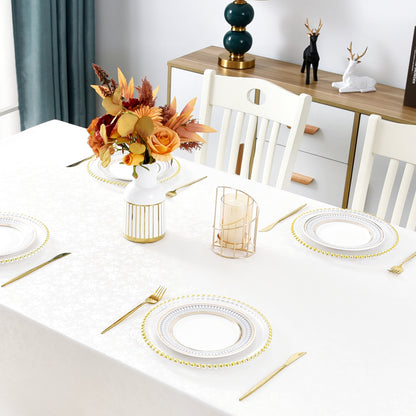 Polyurethane 100% Waterproof and Oil Resistant Chequered Tablecloth in White