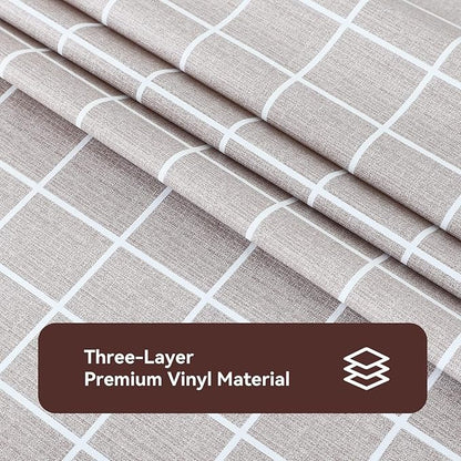 PVC Waterproof and Oil Resistant LargePlaid Tablecloth in Sand