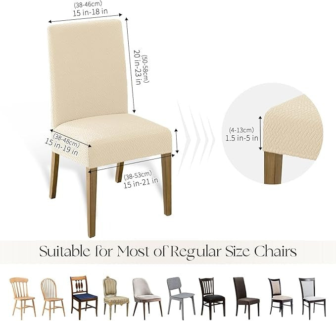 Polyester 100% Waterproof Oblong Pattern Chair Covers in Beige