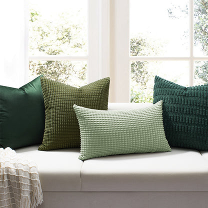 Soft Corduroy Corn-Kernel Pattern Pillowcases in Sage Green