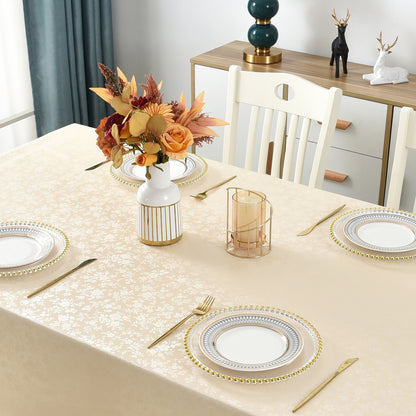 Polyurethane 100% Waterproof and Oil Resistant Chequered Tablecloth in Beige