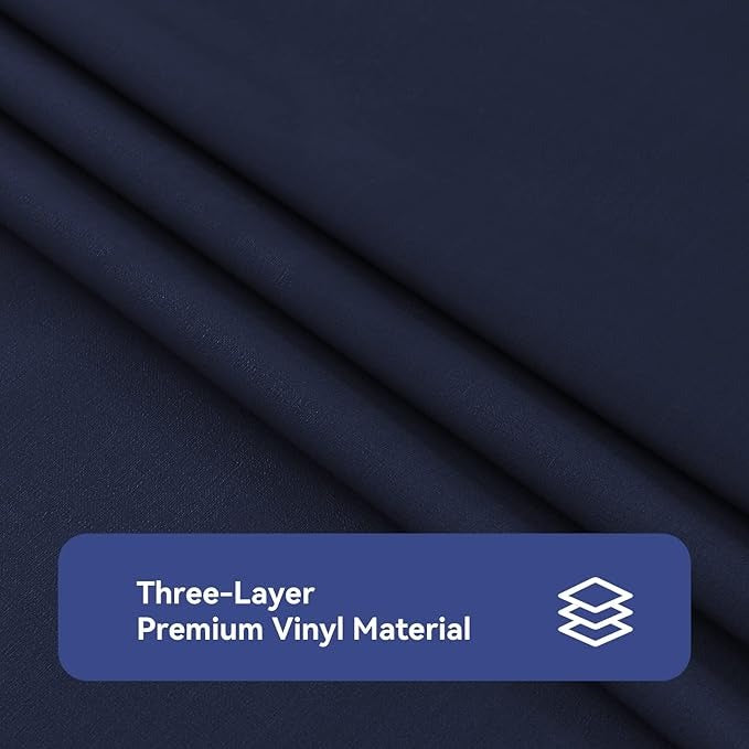 PVC Waterproof Burlap Textured Tablecloth in Navy Blue
