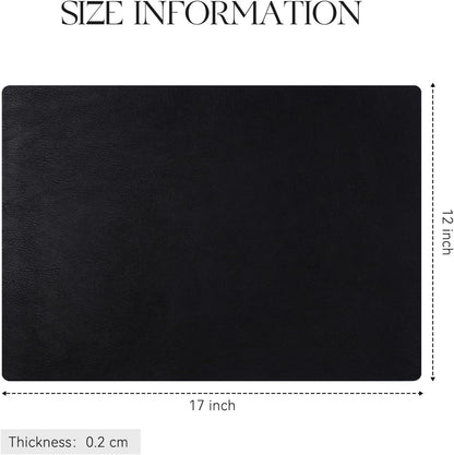 Polyurethane 100% Waterproof Oil-Proof Wipeable Heat Resistant Placemats Set in Black