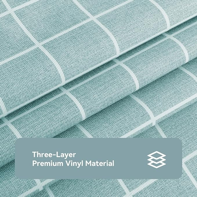 PVC Waterproof and Oil Resistant LargePlaid Tablecloth in Blueish Green
