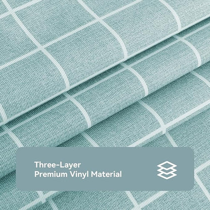 PVC Waterproof and Oil Resistant LargePlaid Tablecloth in Blueish Green