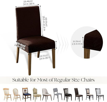 Polyester 100% Waterproof Leaf Pattern Chair Covers in Chocolate