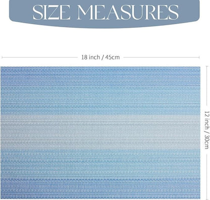 Plastic Woven Heat Resistant Placemats in Gradient Blue