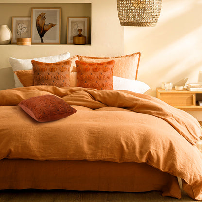 Thanksgiving Fall Harvest Pumpkin 3D Embroidery Pillowcases Cover in Rust