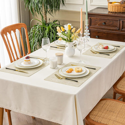 Polyurethane Linen-textured 100% Waterproof Oil-Proof Wipeable Heat Resistant Placemats Set in Beige
