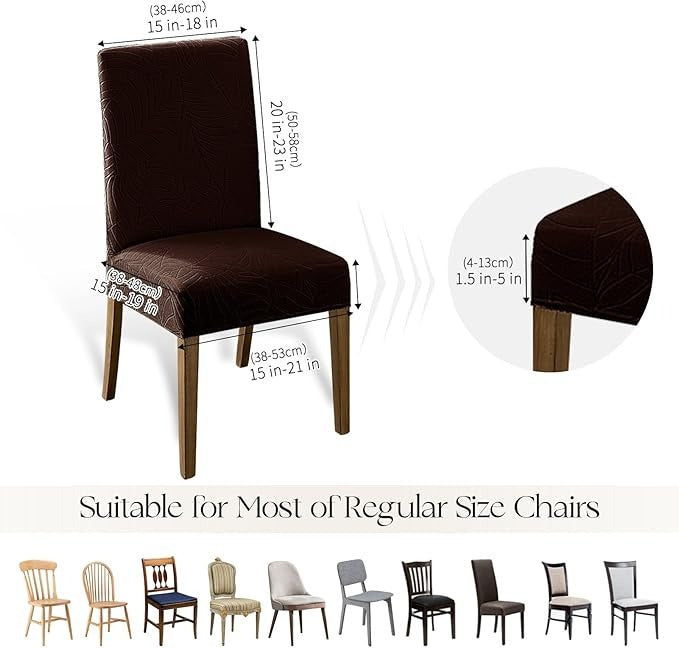 Polyester 100% Waterproof Leaf Pattern Chair Covers in Chocolate