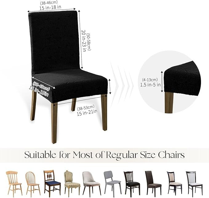 Polyester 100% Waterproof Leaves Pattern Chair Covers in Black