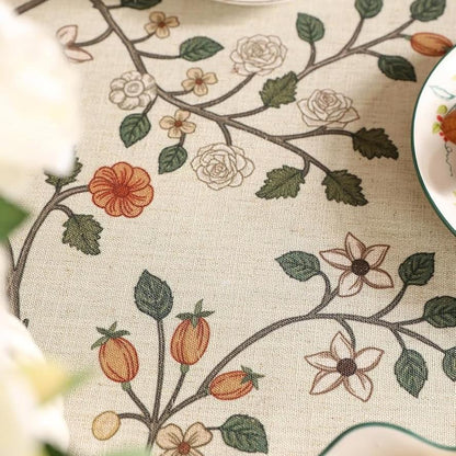 Chenille scrollwork floral print tablecloth