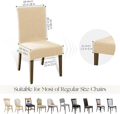 Polyester 100% Waterproof Leaves Pattern Chair Covers in Beige