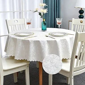Polyurethane 100% Waterproof and Oil Resistant Chequered Tablecloth in White